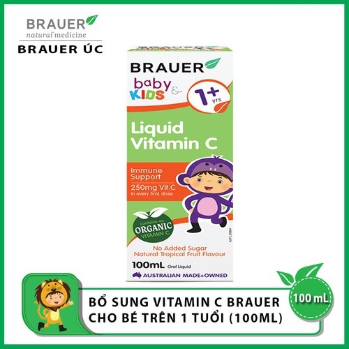 Vitamin C  cho trẻ trên 1 tuổi Brauer Baby &amp; Kids Liquid Vitamin C tăng sức đề kháng (100ml) - QuaTangMe Extaste