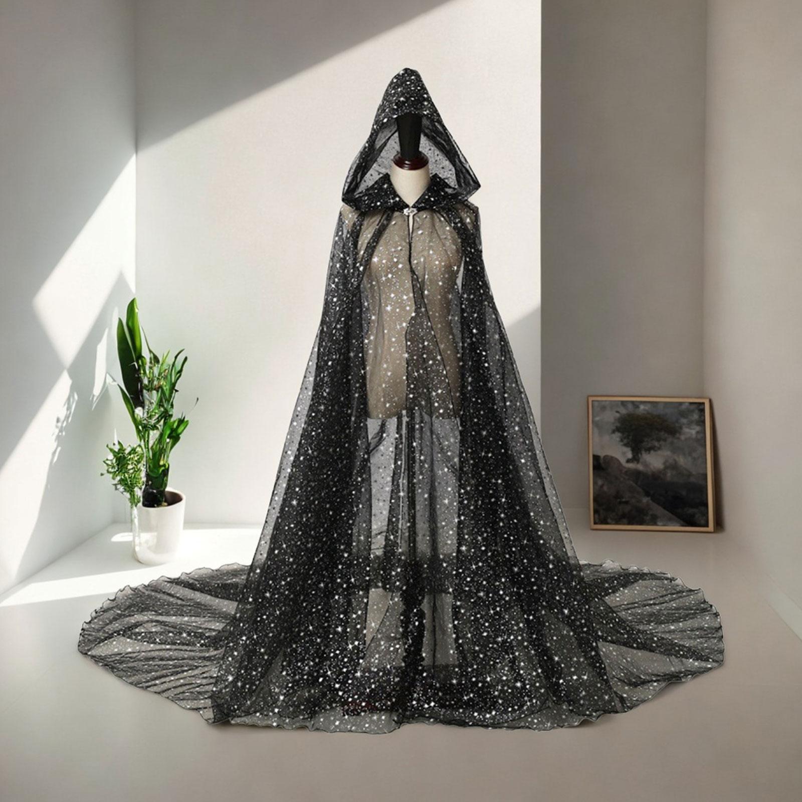 Hooded Cloak for Women Bridal Hooded Cloak Shiny Washable for Adults Soft Durable Costume Wedding Cape Tulle Cape