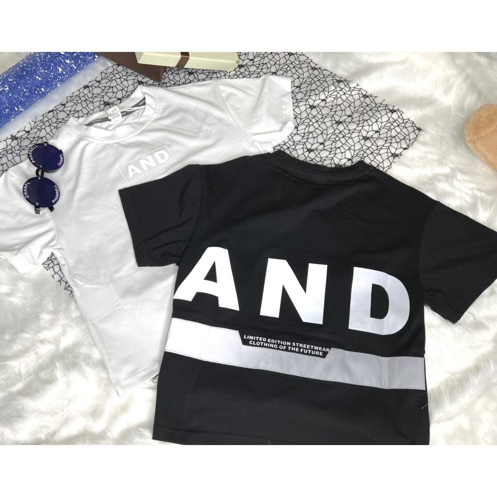 Áo bé trai cộc tay AND áo phông cho bé mặc mùa hè chất liệu cotton size 110-150 cho bé từ 16 - 26 kg, ảnh shop tự chụp