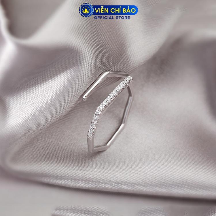 Nhẫn bạc nữ lục giác đính đá chéo chất liệu bạc 925 thời trang phụ kiện trang sức nữ Viễn Chí Bảo N400808