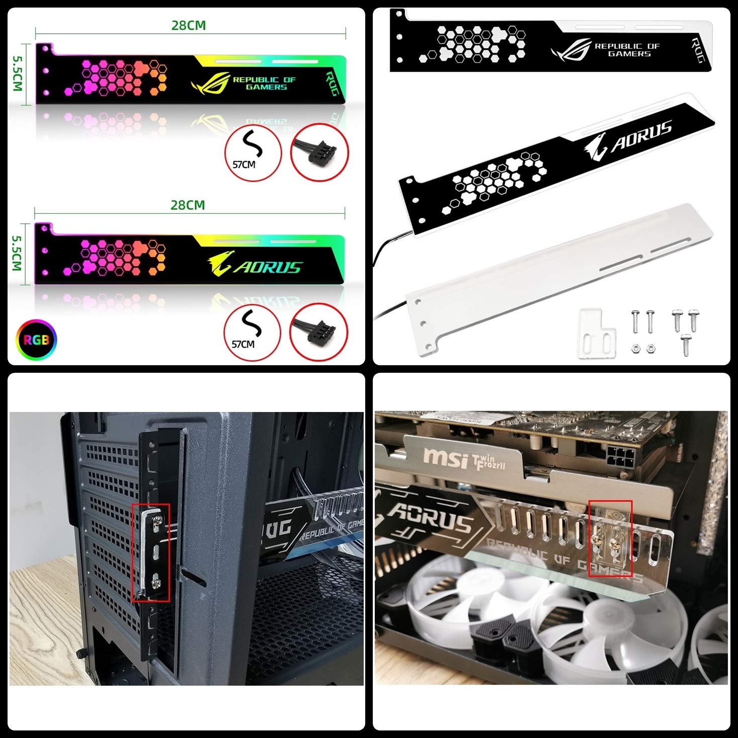 Thanh Led RGB Aorus Rog đồng bộ Hub , Dùng độ trang trí cho VGA máy tính - hàng nhập khẩu