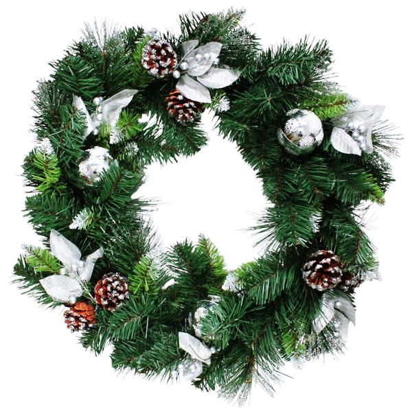 Vòng Hoa 3 Loại Lá Trang Trí Giáng Sinh 50 cm - Chaang Chiia LP-W20-3LL-SD