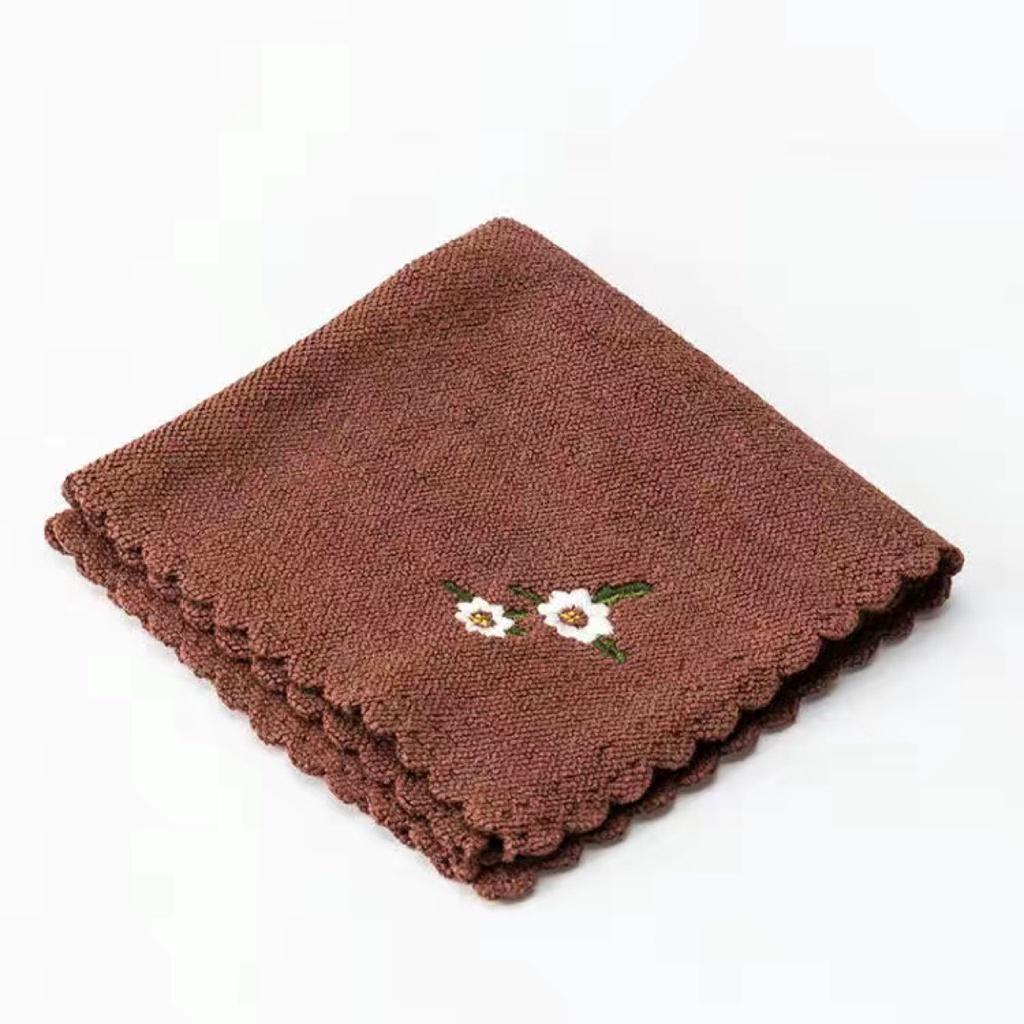 Khăn vải thấm trà thêu hoa cúc - loại dầy