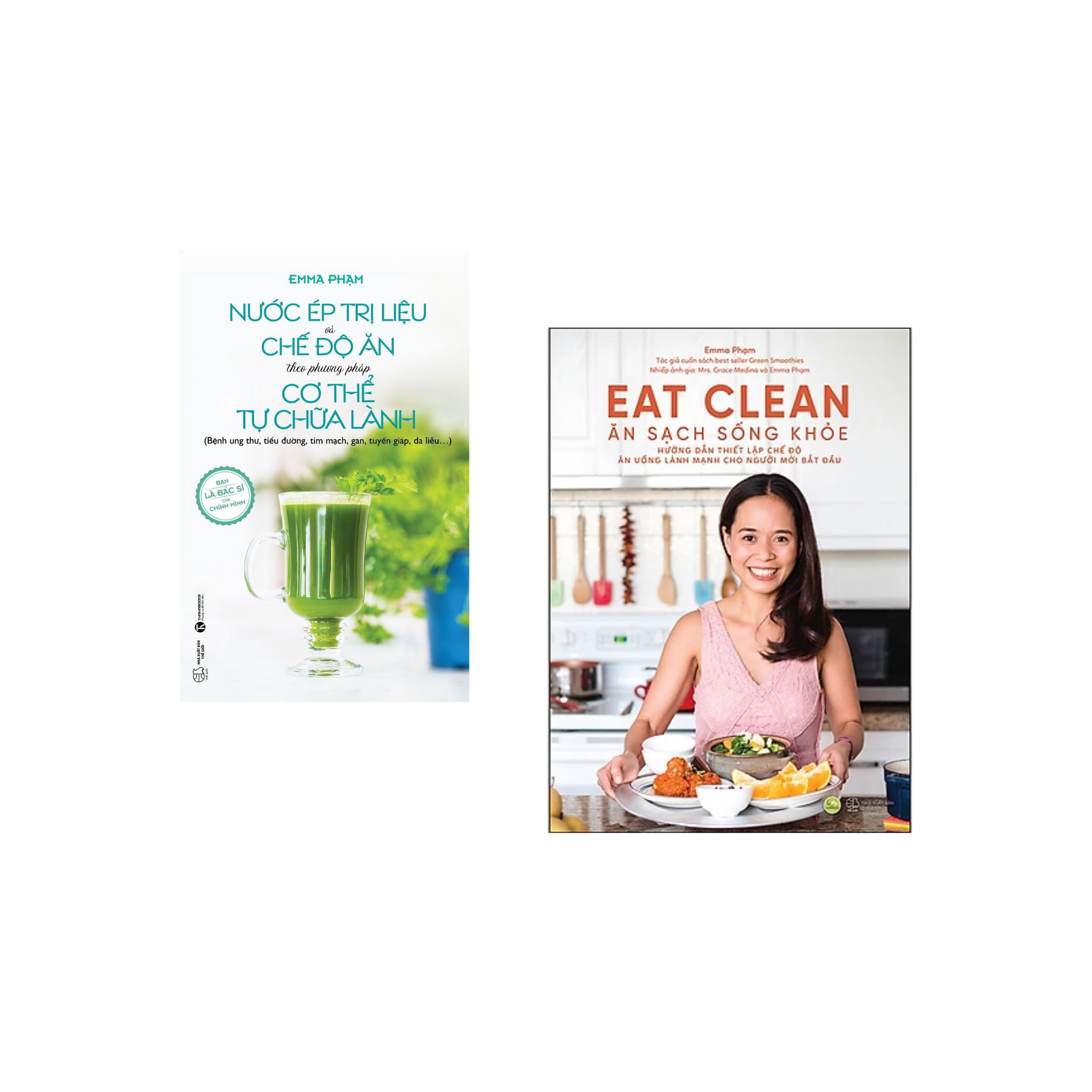 Combo Chăm Sóc Sức Khỏe Cho Bản Thân Và Gia Đình của Emma PHạm : Eat Clean - Ăn Sạch Sống Khỏe + Nước Ép Trị Liệu Và Chế Độ Ăn Theo Phương Pháp Cơ Thể Tự Chữa Lành/Tặng Kèm Bookmark Happy Life