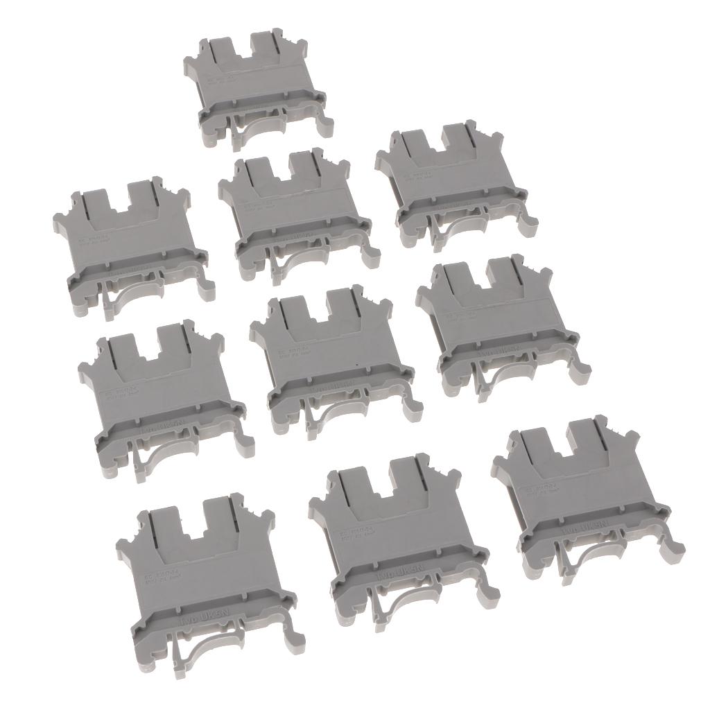 10 Pcs DIN Rail Terminal Block Screw Type UL 800V 0.2-4mm² gray UK-5N