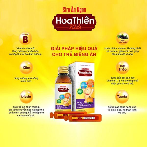 Siro Ăn Ngon Hoa Thiên chai 120ml giúp kích thích hệ tiêu hóa bé ăn ngon hơn