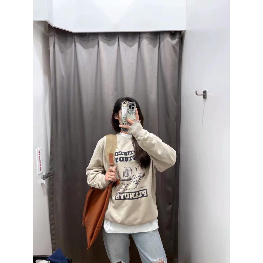 ÁO NỈ XÁM CỔ TRÒN PEANUT