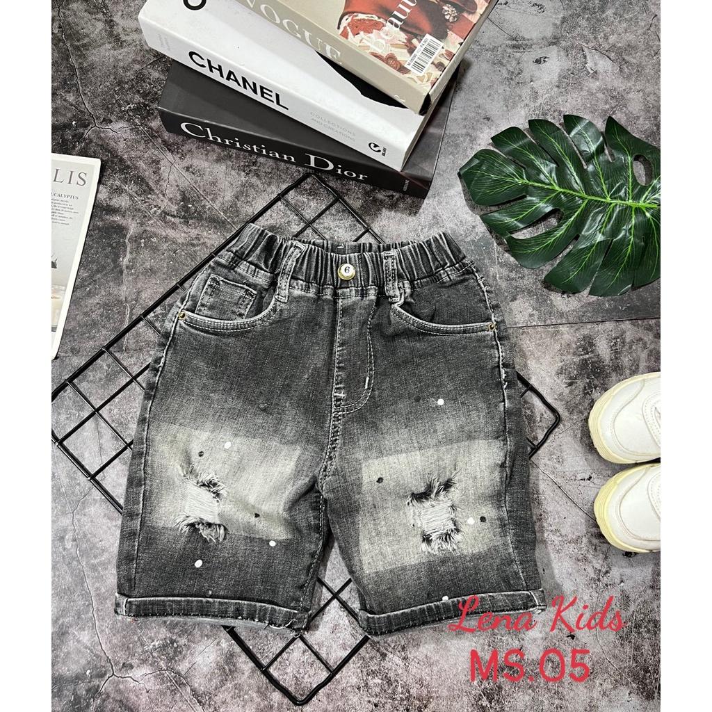 Quần đùi cho bé trai phối đồ phong cách mặc tết size 12-60kg chất jeans co giãn mềm mịn mát