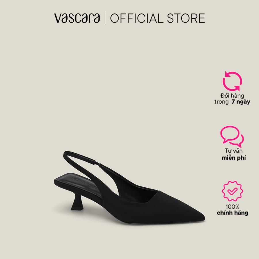 Vascara Giày Slingback Spool Heel Vải Gân Sọc - BMN 0606