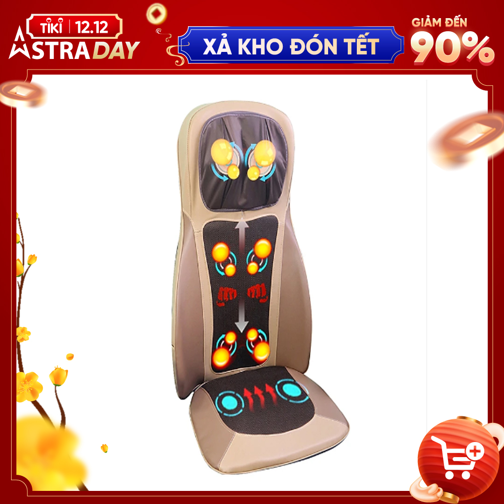 Đệm, Ghế massage Toàn Thân Nikio NK-180 - Máy Mát Xa Lưng Chuyên Sâu, Hỗ Trợ Xoa Bóp Cổ Vai Gáy, Công Nghệ Xoa Bóp Dây Ấn, Rung Và Nhiệt Nóng - Cải Thiện Đau Mỏi Toàn Thân - Sử Dụng Được Trên Ô Tô - Màu nâu