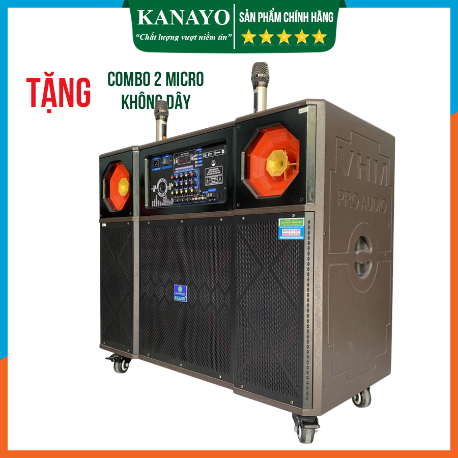 Loa 4 tấc đôi Kanayo K-2500 2 bass 40 công suất lớn 2500W/max Thùng gỗ chóng trầy | Tặng 2 micro cao cấp chóng hú | Hàng chính hãng