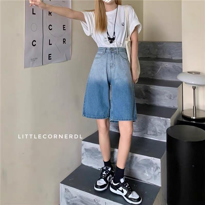 Quần ngố loang màu xanh jean cá tính