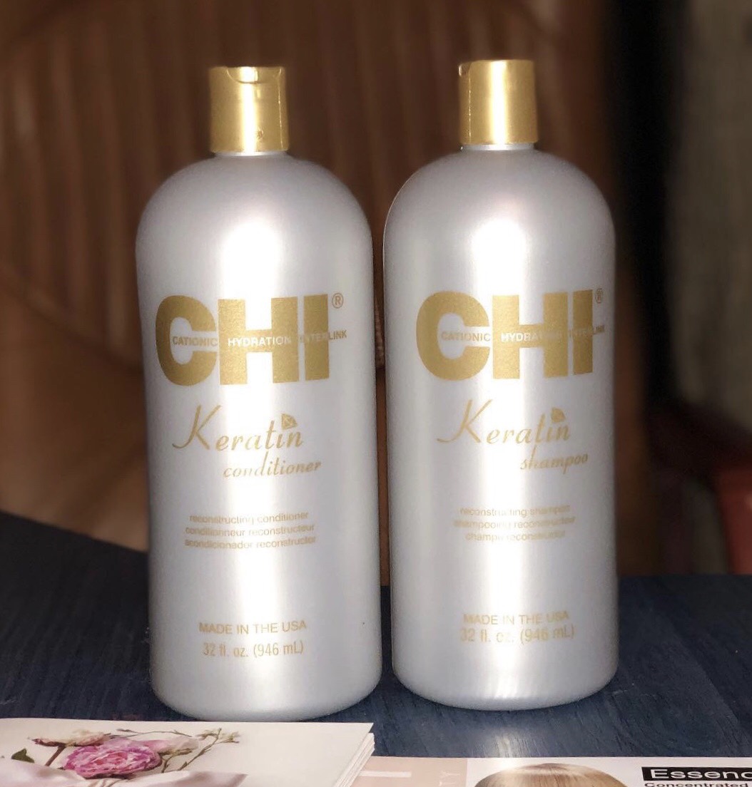 Bộ dầu gội xả CHI Keratin Reconstructing Mỹ 946ml - Phục hồi tóc hư tổn