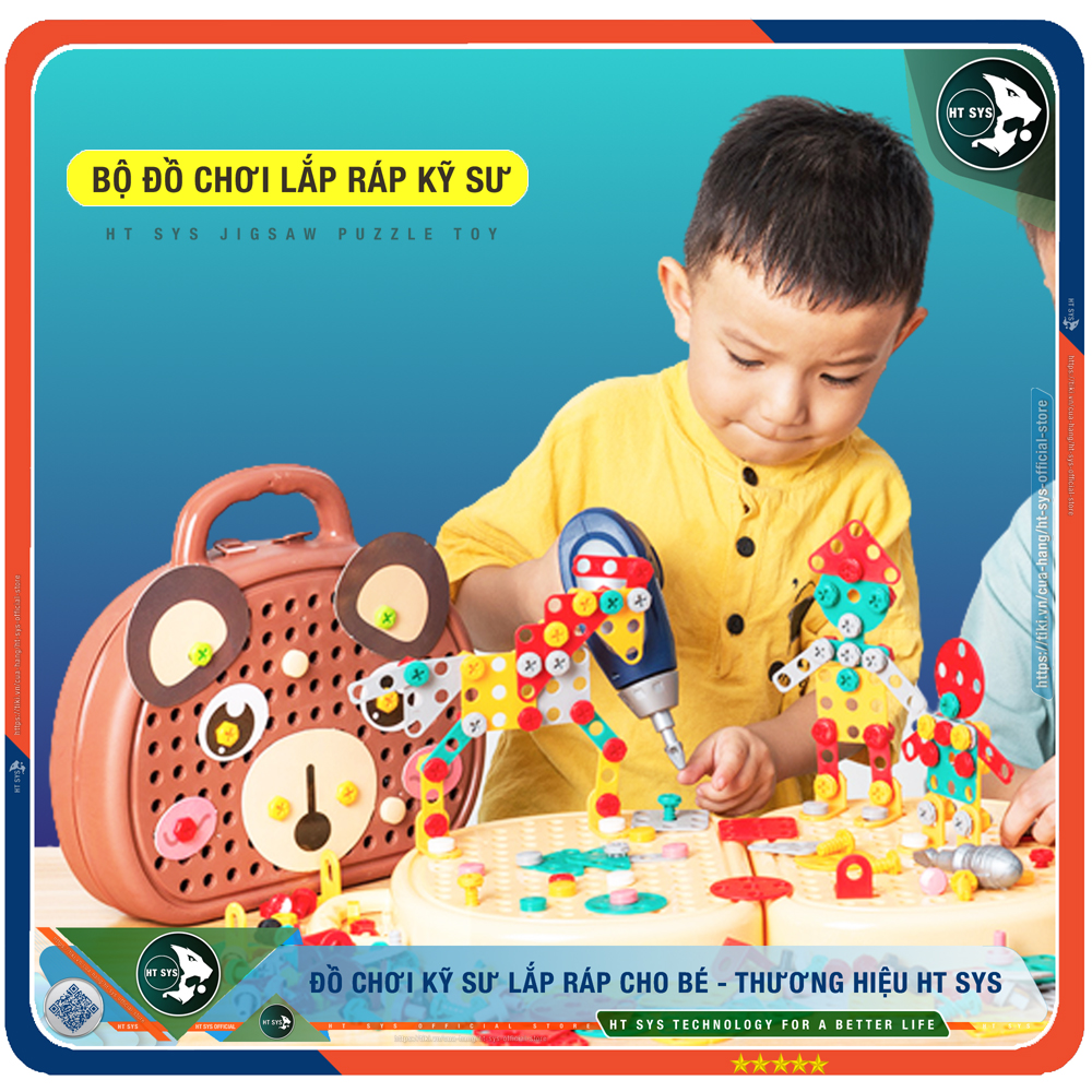 Đồ Chơi Trẻ Em HT SYS - Bộ Đồ Chơi Lắp Ghép Kỹ Sư Bằng Ốc Nhựa Tặng Kèm Khoan - Đồ Chơi Trẻ Em Thông Minh HT SYS - Giúp Tư Duy, Sáng Tạo, Giáo Dục Cho Bé - Hàng Chính Hãng