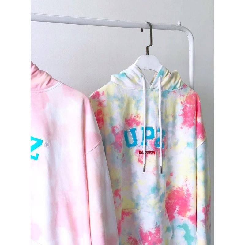 UPZ Áo Hoodie Loang Màu Thêu Chữ (3 Màu)