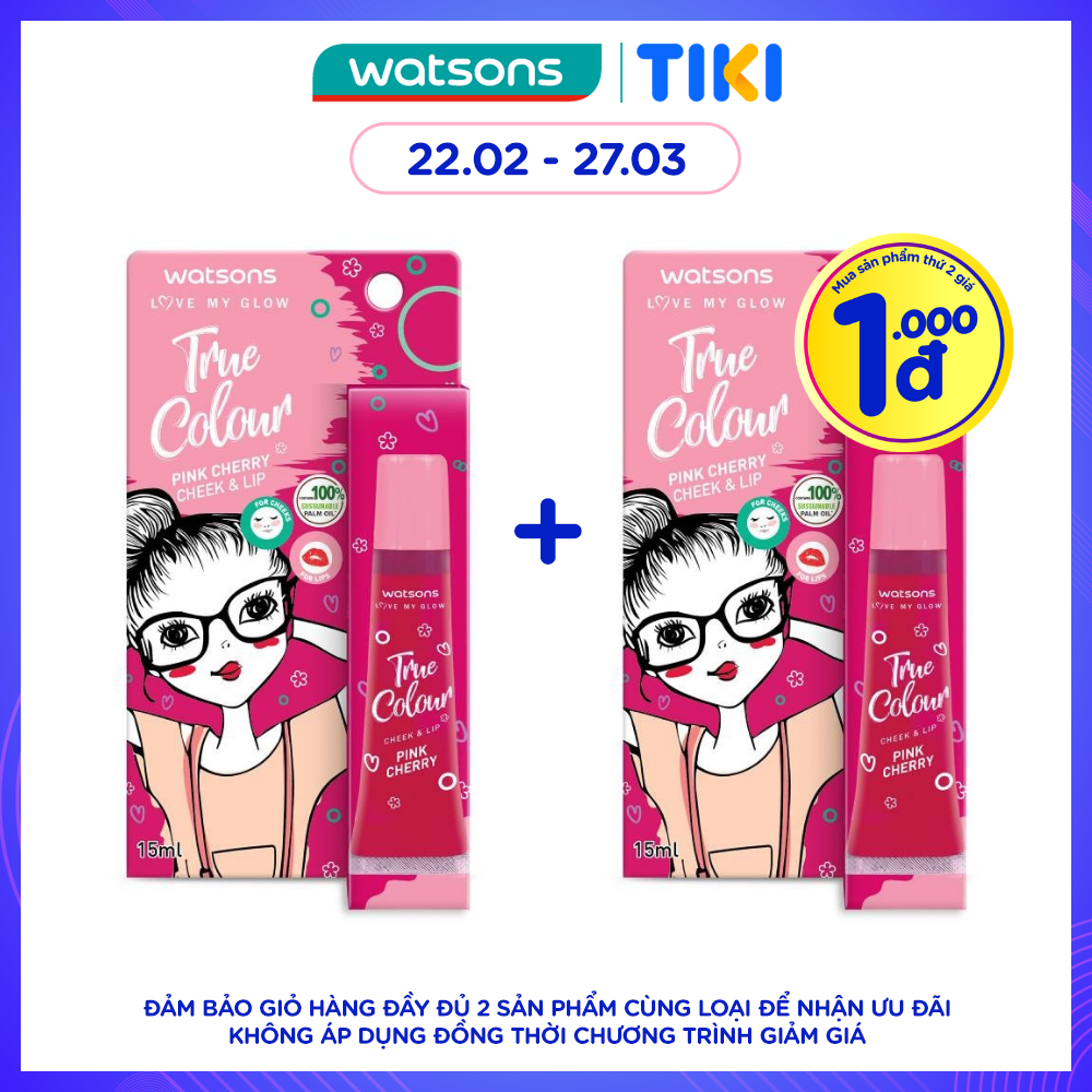 Son Dưỡng Có Màu Watsons Dành Cho Má Và Môi Pink Cherry 15ml