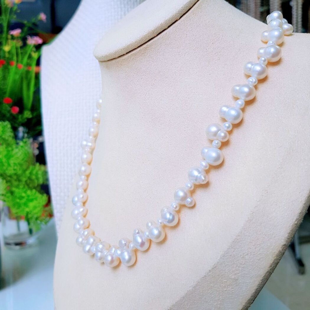 Vòng Cổ Ngọc Trai Nước Ngọt Thiên Nhiên Cao Cấp - Chuỗi Baroque Hồ Lô - Trang Sức Cô Tấm - GOURD PEARL - Trắng - CTJ4911