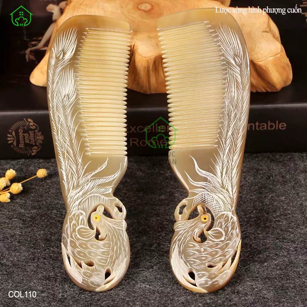 Lược Sừng Xuất Nhật  Hình Phượng Cuốn