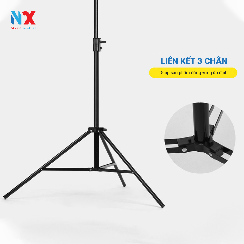 Chân đèn cao 2m8 kim loại - gắn đèn livestream, softbox chụp hình, đèn flash, máy ảnh