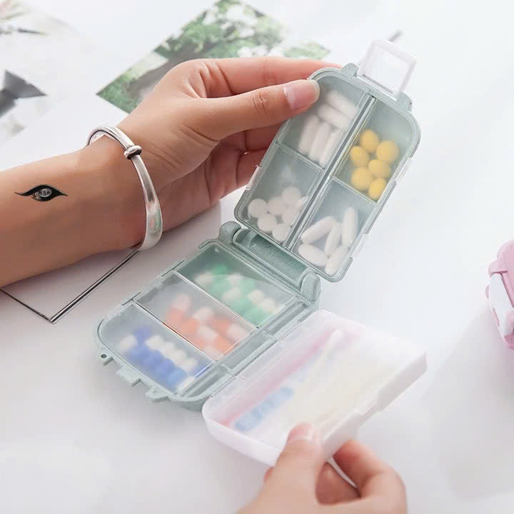 Hộp Đựng Chia Thuốc 8 Ngăn Đi Du Lịch, Tiện Dụng, Nhỏ Gọn, Chắc Chắn, Ngăn Nắp, Nhựa An Toàn Môi Trường.