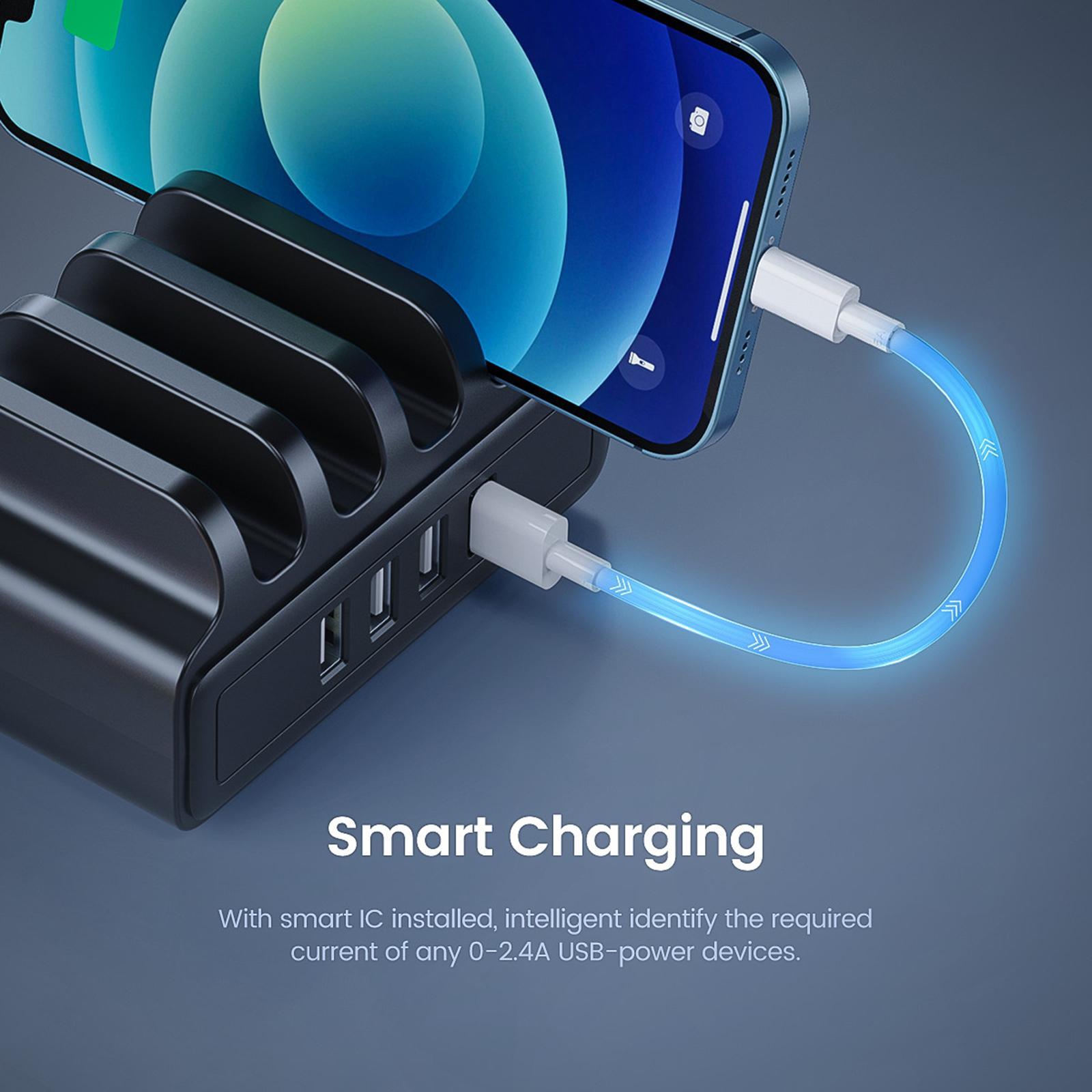 4-Port USB Charging Station Docking Stand Charger for Phones