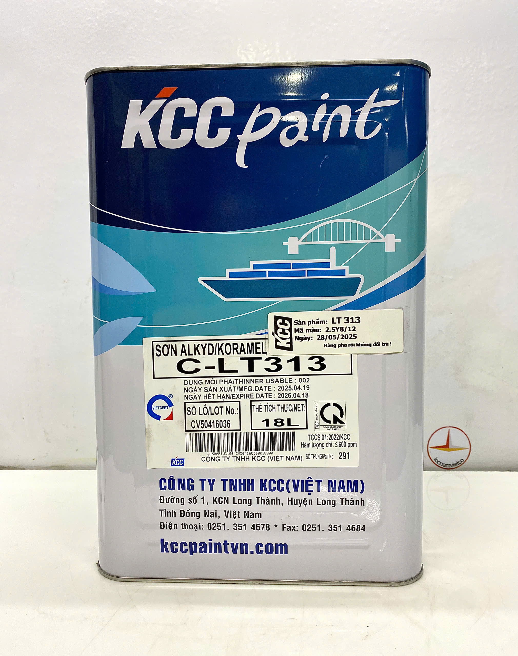 Sơn Alkyd KCC LT313 Base C màu vàng 2.5 Y8/12 _18L