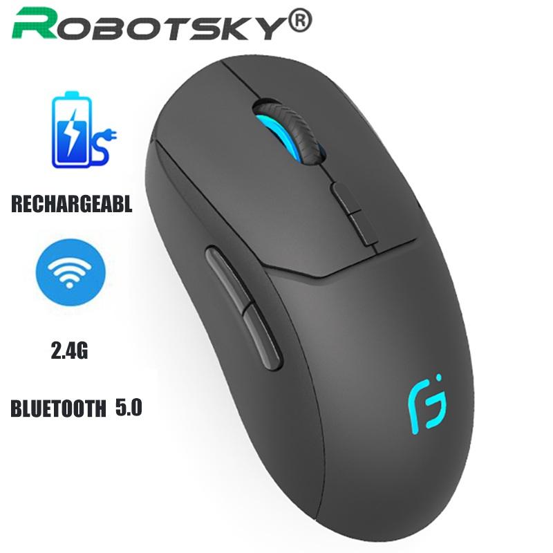 2 Trong 1 Chuột Không Dây Bluetooth 4.0 + 2.4Ghz USB Sạc Chuột 2400DPI Công Thái Quang Di Động Mause Cho laptop