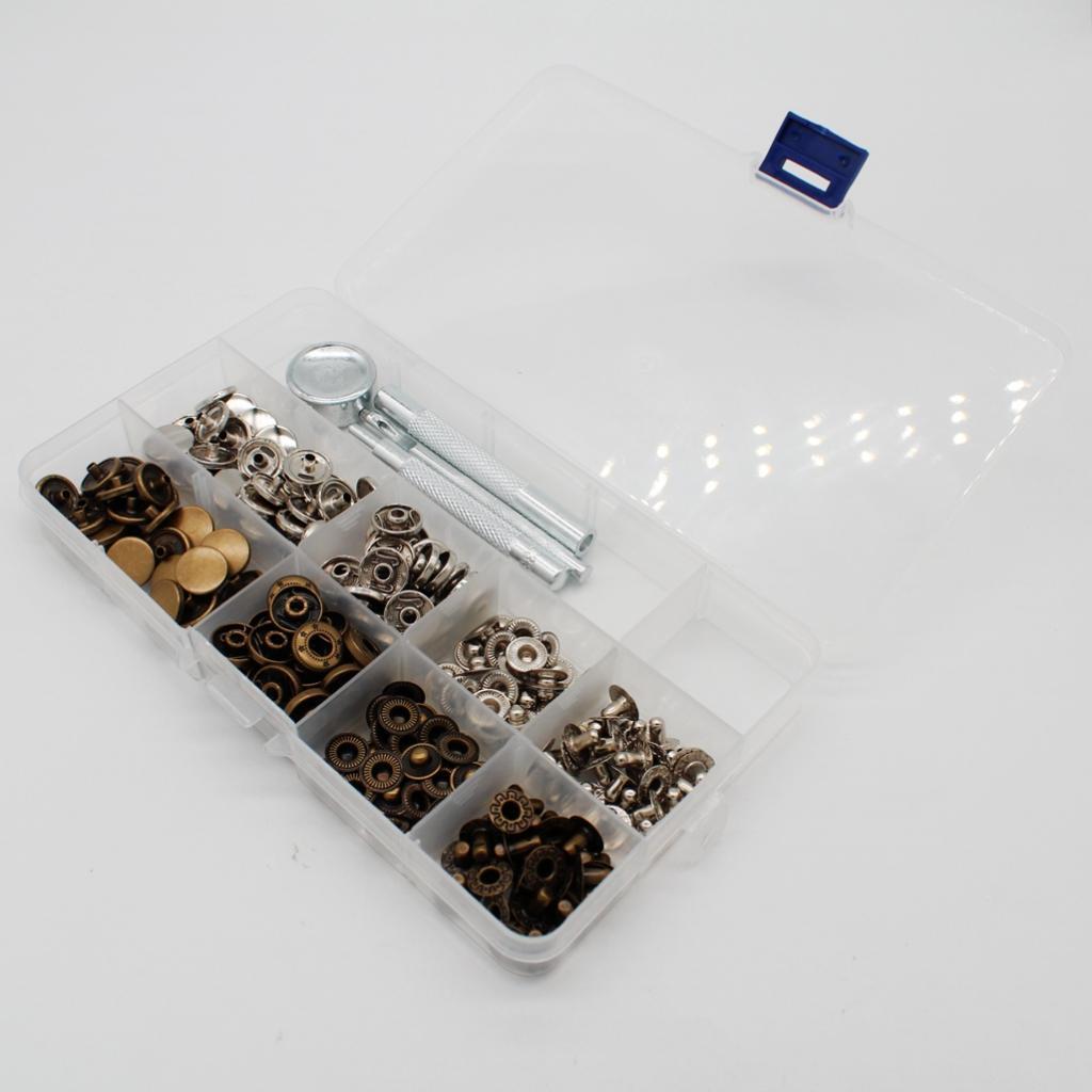 50 Bộ Kim Loại Snap Nút Với Công Cụ Cài Đặt Cho Da Thủ Công 15 Mm