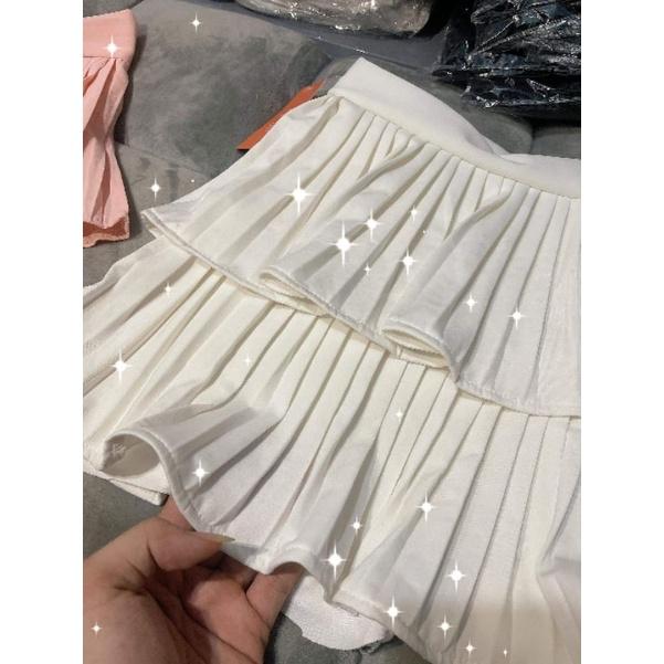 Chân váy 2 tầng dập ly ảnh thật tự chụp