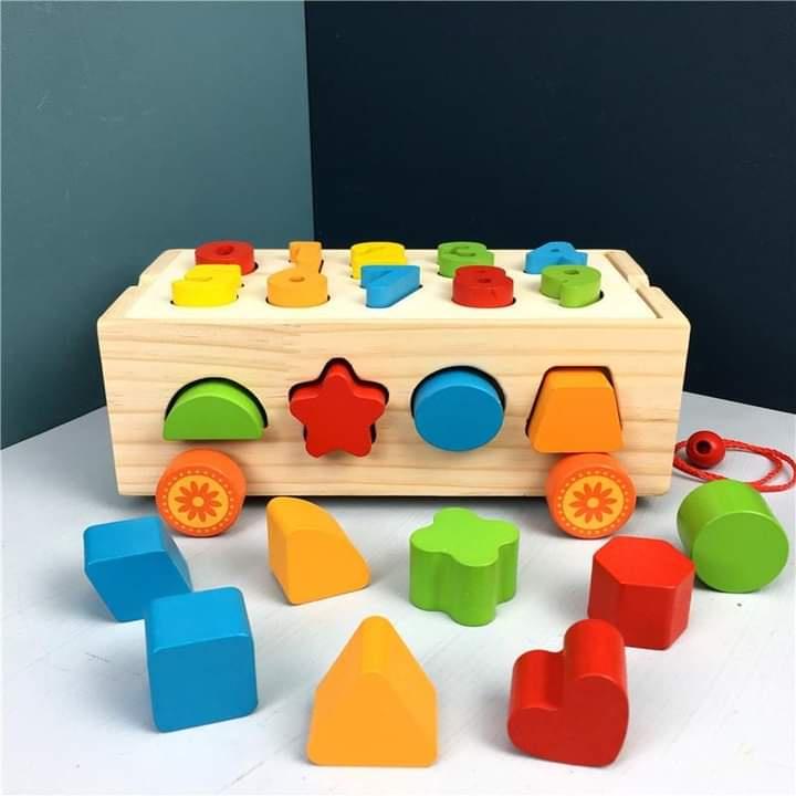 Đồ chơi trí tuệ cho bé gái bé trai bộ khối gỗ xe ô tô SmartKids