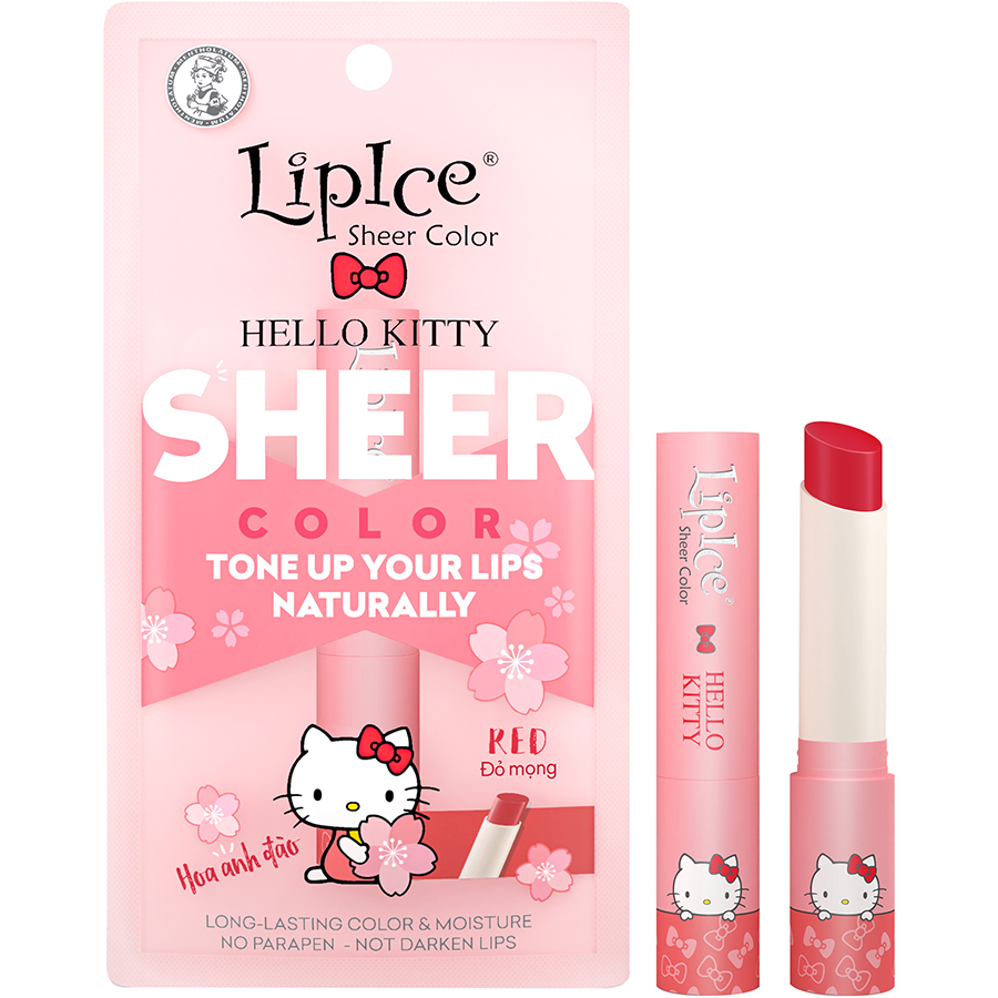 Son dưỡng Lipice Sheer Color  x Ardent - Hồng tự nhiên (Phiên bản Hello Kitty giới hạn) + Tặng móc khóa Hello Kitty xinh xắn Mochi dâu