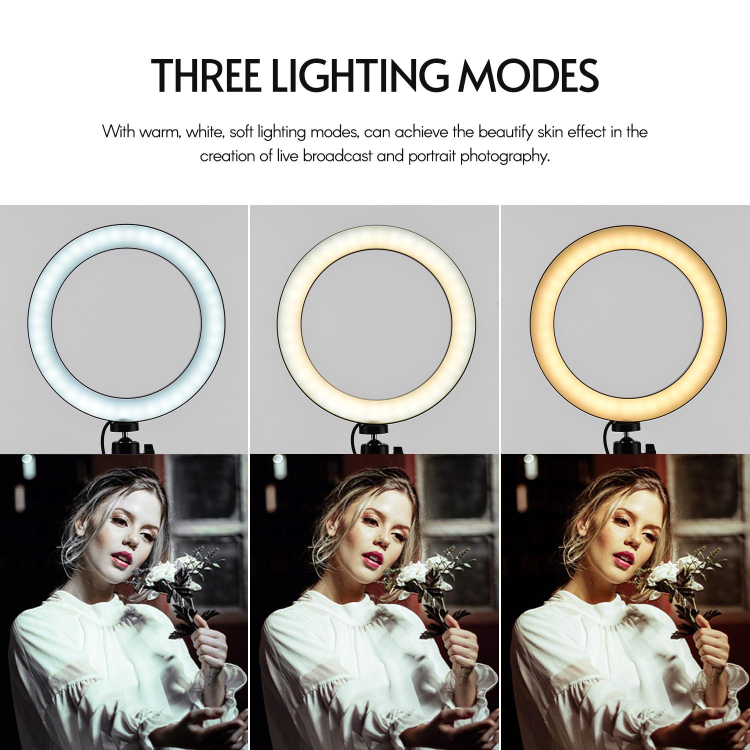 Bộ đèn LED vòng để bàn có thể thay đổi độ sáng 20cm hai màu với đầu bóng nhỏ