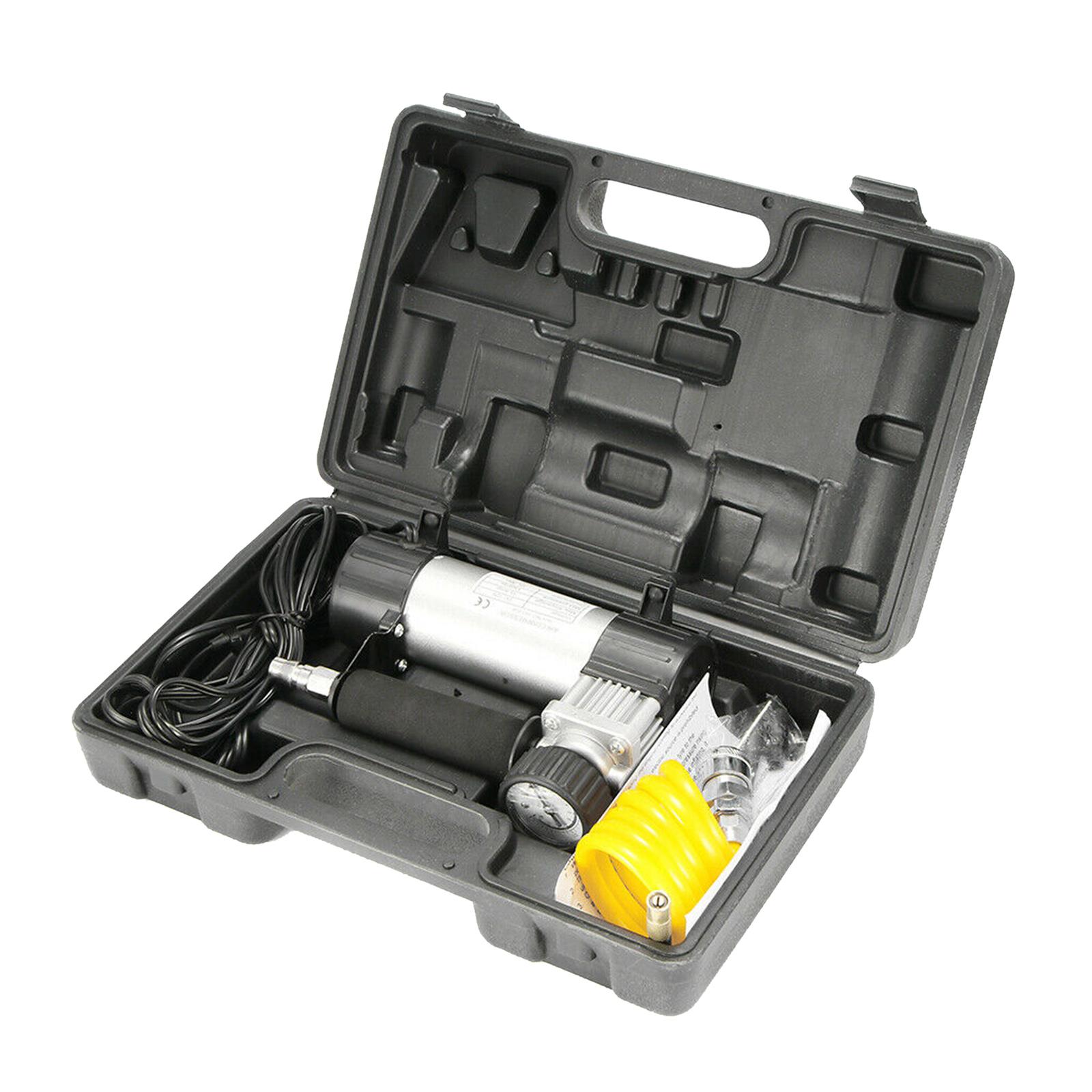 Portable Compact Electric Tyre Air Compressor Pump Inflator Pressure Gauge