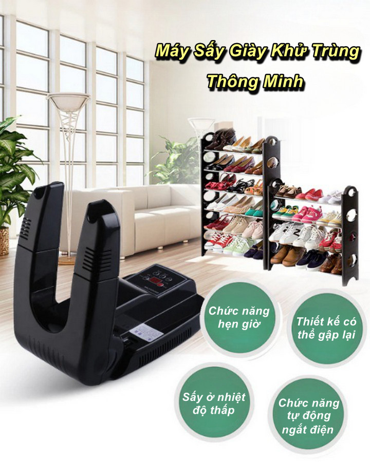 Máy Sấy Giày Đa Năng Khử Mùi Giày Tất, Xếp Gọn, LCD Có Hẹn Giờ - Home and Garden