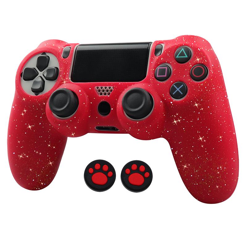 Vỏ bảo vệ bằng silicon mềm lấp lánh lấp lánh cho tay cầm điều khiển trò chơi PS4 Vỏ bọc da cần điều khiển cho PLAYSTATION 4 Màu sắc: Vàng lấp lánh Đỏ