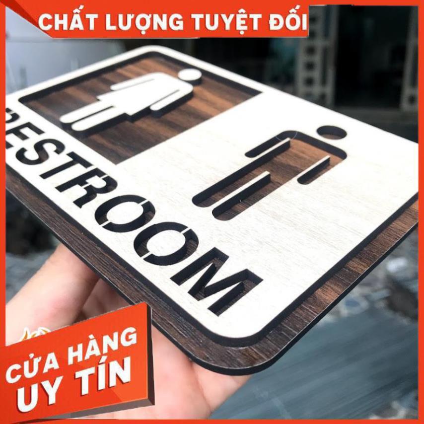 Bảng toilet gỗ dán tường - Bảng biển chỉ dẫn khu vực toilet/restroom/WC