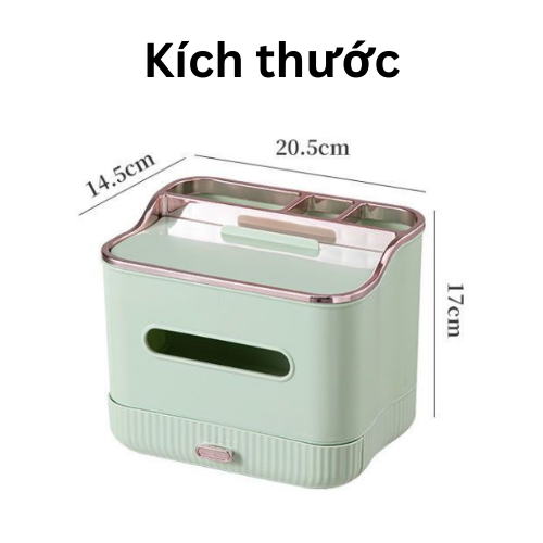 Hộp đựng khăn giấy ăn thông minh 06 ngăn đựng đồ, màu sắc siêu xinh decor gia đình