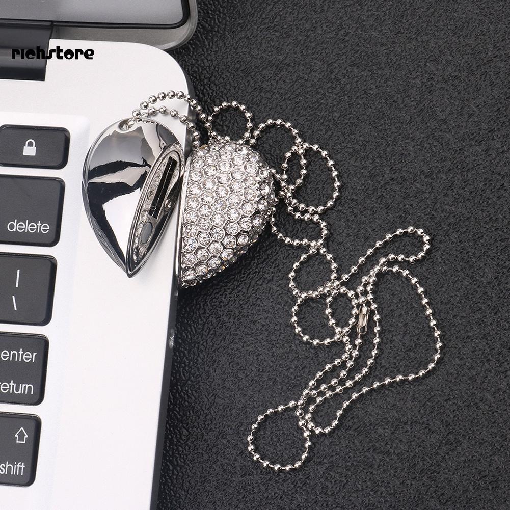 USB hình trái tim đính đá bằng hợp kim cho laptop/PC