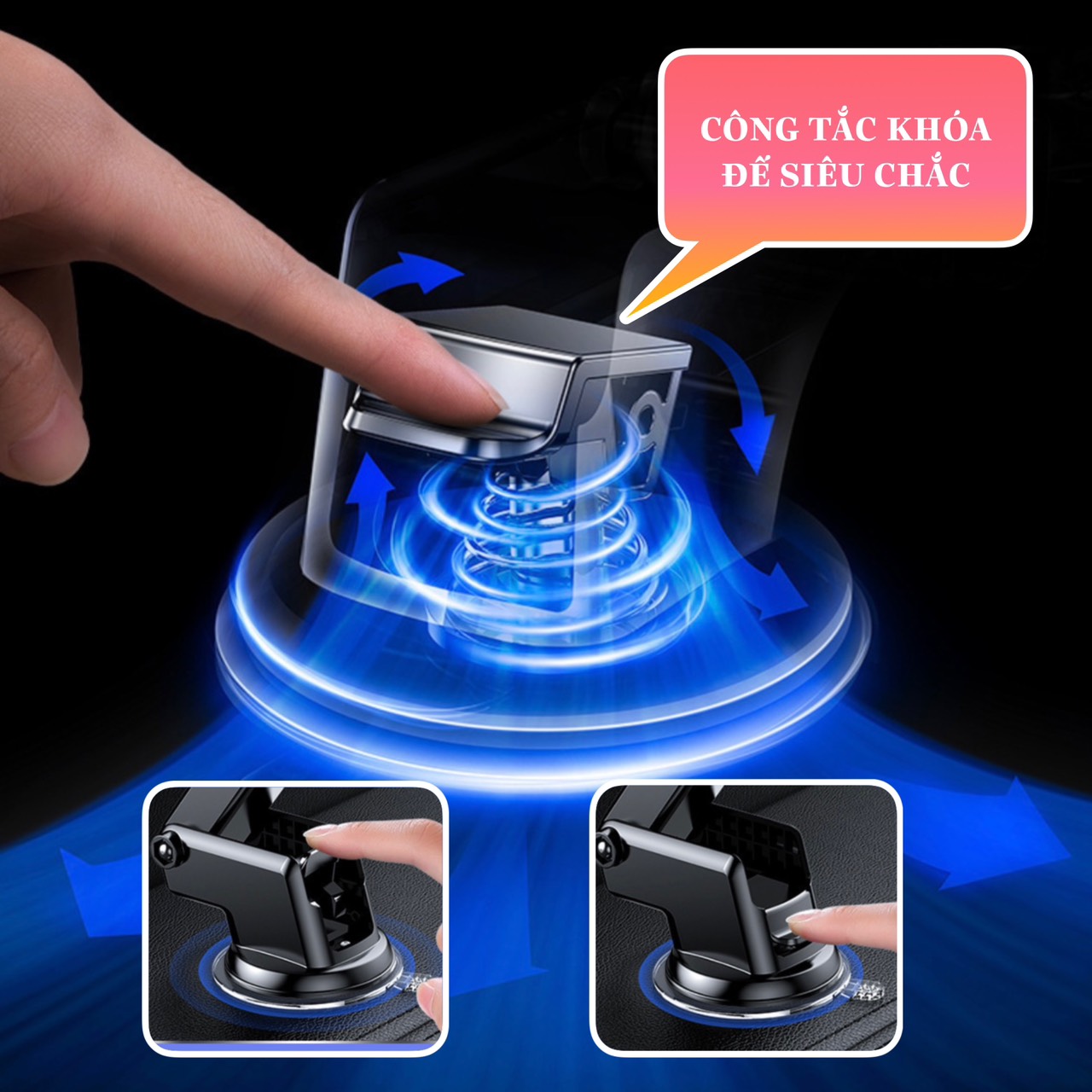 Giá đỡ điện thoại trên ô tô xe hơi gắn taplo và kính xe - Kẹp điện thoại ô tô xoay 360 độ thông minh A052