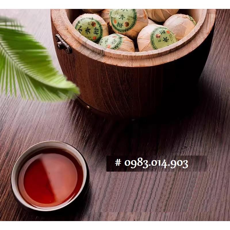 Trà Phổ Nhĩ quýt Vân Nam, thùng gỗ đựng trà quýt 12 năm tuổi làm quà tặng 500gr