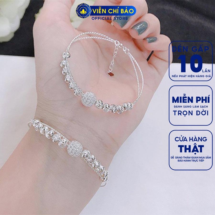 Lắc tay bạc nữ quả cầu pha lê bi, vòng tay nữ bạc S925 thời trang phụ kiện trang sức nữ Viễn Chí Bảo L400498