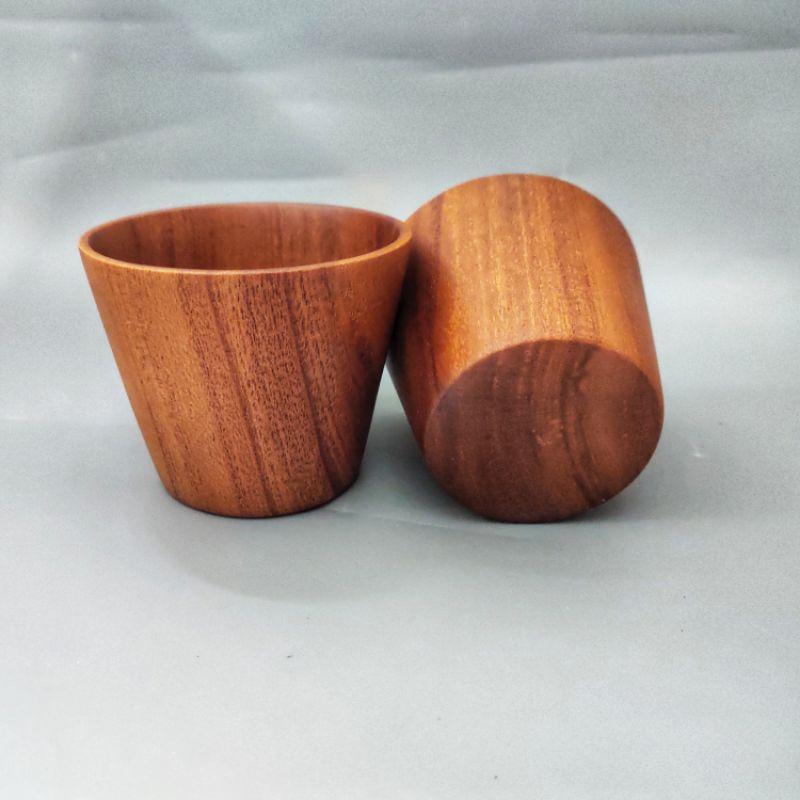 Cốc Gỗ Uống Nước, Trà, Cà Phê Gỗ Gõ Tự Nhiên Cỡ 7x8 cm Của Craft Closet
