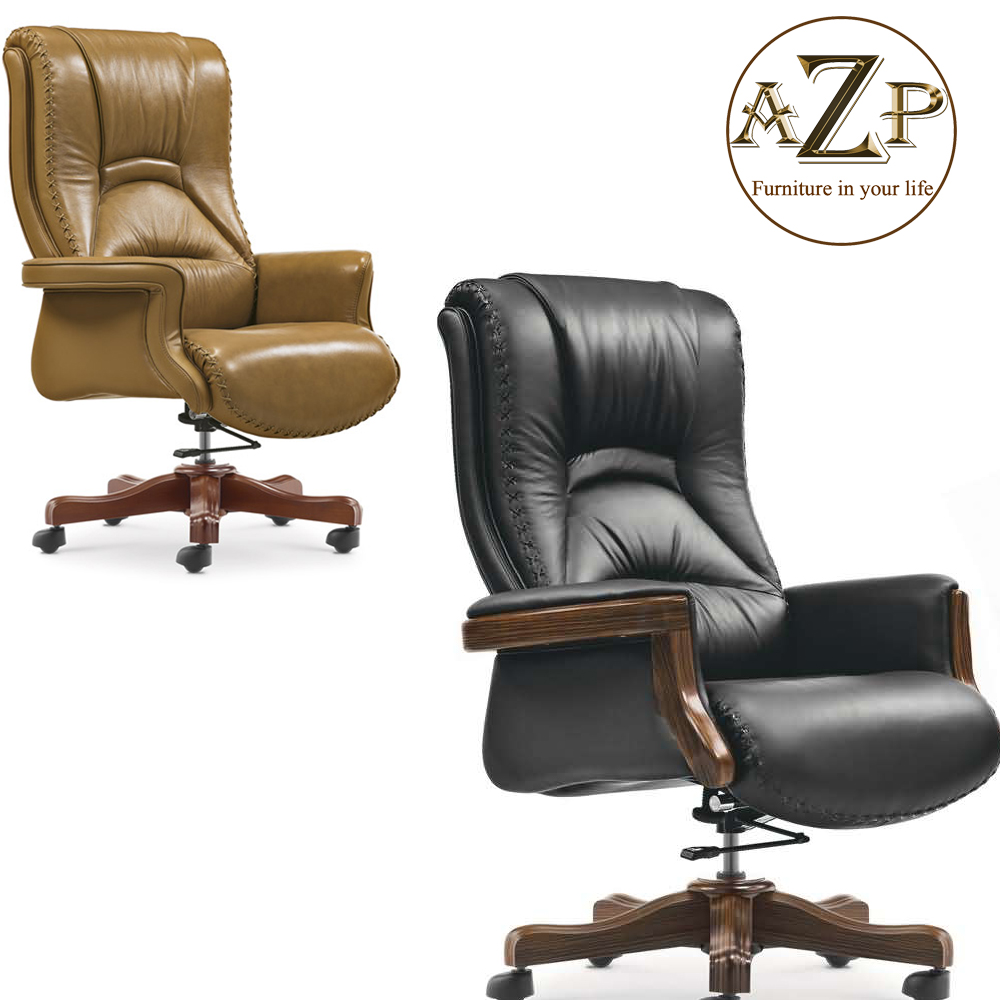 Ghế Giám Đốc, Ghế Văn Phòng AZP FURNITURE Ergonomic AZP-953 Phân Khúc Cao Cấp Chân Gỗ - Dòng Nệm Siêu Êm Thương Gia