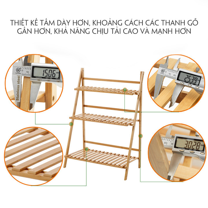 Giá Để Cây Cảnh Trong Nhà Bằng Gỗ 3 Tầng Tặng Kèm Bộ Dụng Cụ Trồng Cây - Rộng: 100CM x Dài: 40CM x Cao: 96CM