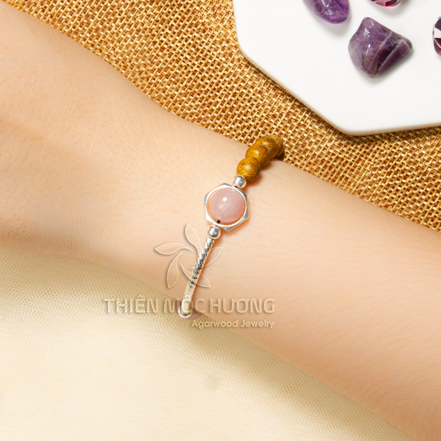 Vòng tay Trầm Hương tự nhiên Lục Tú Vân Hà - An nhiên mix charm bạc 925 cao cấp - Trầm Tốc Lào - Thiên Mộc Hương