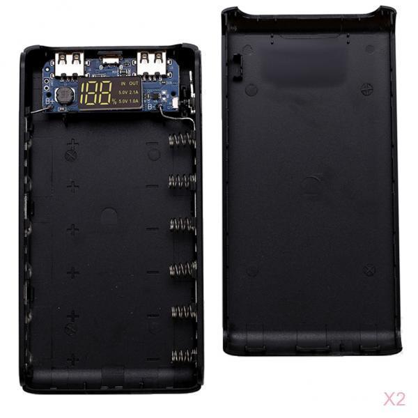 2 Pcs 5V 2A USB 6X 18650 Power Bank Case Battery Charger DIY Box For Phones