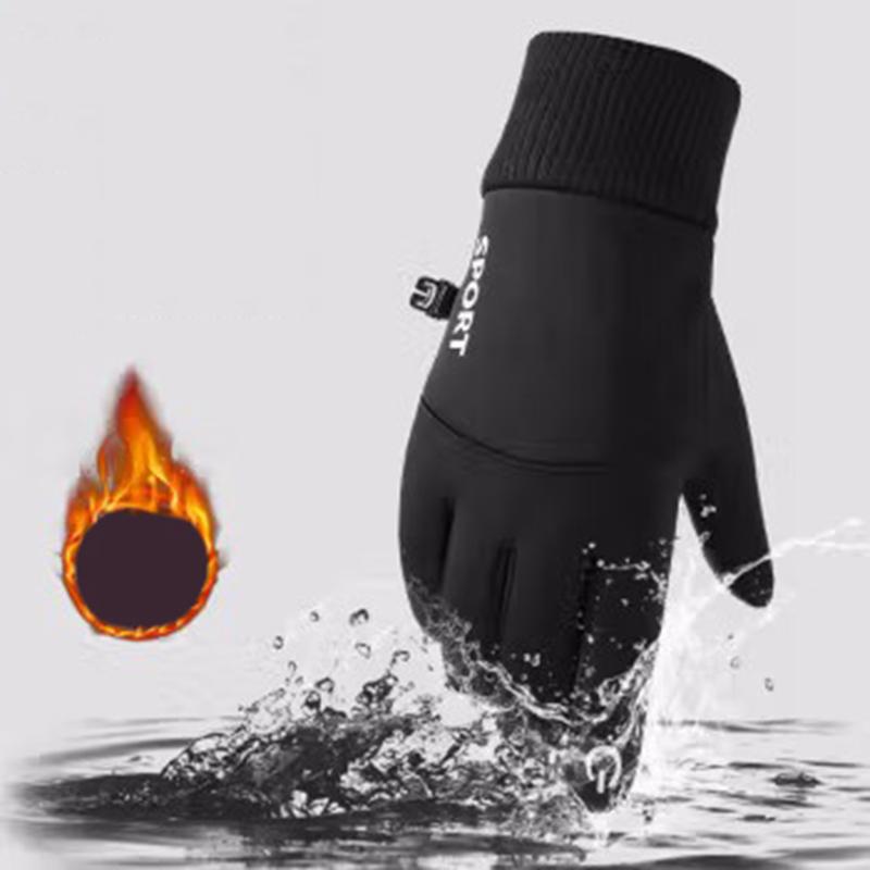 Unisex cảm ứng cảm ứng mùa đông nhiệt ấm đầy đủ găng tay ngón tay ngoài trời đi xe đạp găng tay lạnh không trượt găng tay màu tinh khiết Color: Blue