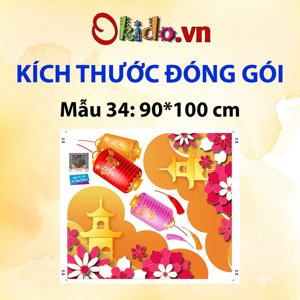 Decal trang trí trung thu 2023 bé vui múa rồng đón rằm