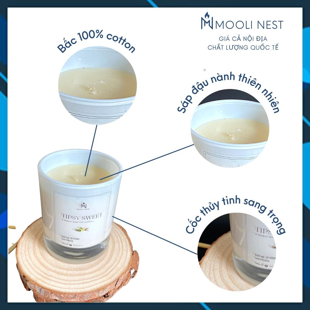 Nến thơm thư giãn, trang trí nội thất MOOLI NEST sáp đậu nành - hương Vanila và Lúa Mạch cao cấp xuất khẩu châu Âu