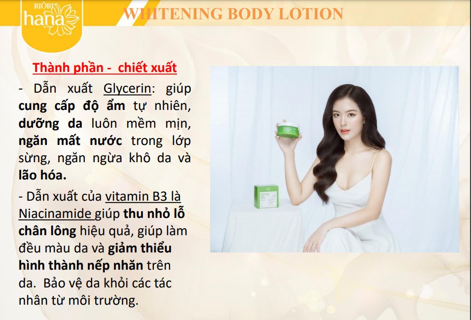 Kem Body Dưỡng Trắng Mịn Da RIORI WHITENING BODY LOTION 200g